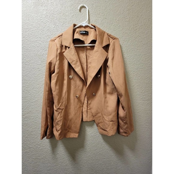 Chicme Tan/brown Blazer With Gold Colored Buttons Size Medium - Picture 1 of 4